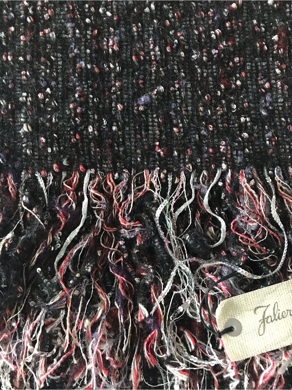 FALIERO SARTI Black Multi-Color Fringe Scarf